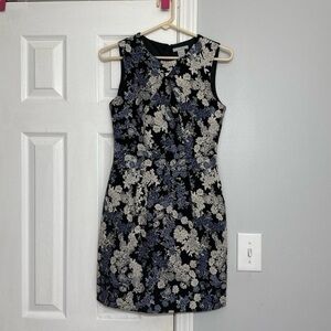 H&M Black and Blue Floral Midi Dress